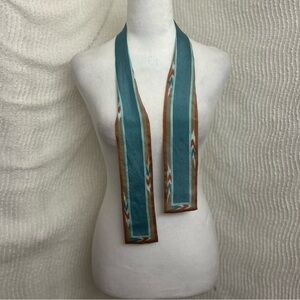 Vintage 100% Silk Scarf NWT Made in Japan Macy’s Teal Brown Southwest